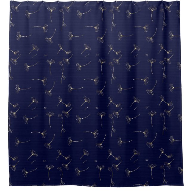 Navy Ginkgo Shower Curtain (Front)