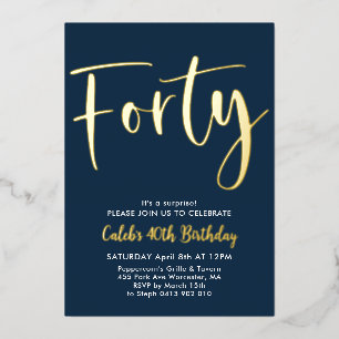 Navy Gold 40th Birthday Mens Modern