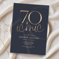 Navy Gold 70 and Iconic Birthday Party Invitation