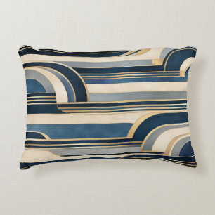 Navy & Gold Art Deco Waves Accent Pillow