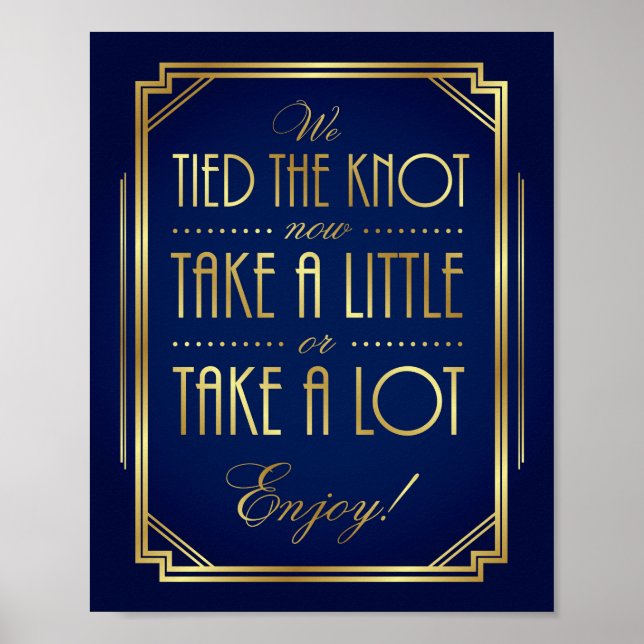 Navy Gold Art Deco WEDDING TREAT Sign Print (Front)