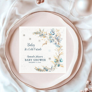 Navy Gold Baby It's Cold Outside Baby Shower Napkin