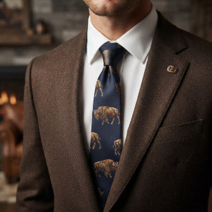 Navy Gold Buffalo Heritage Tie