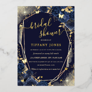 Navy Gold Butterfly Floral Bridal Shower 