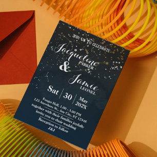 Navy & Gold Celestial Wedding Invitation Template