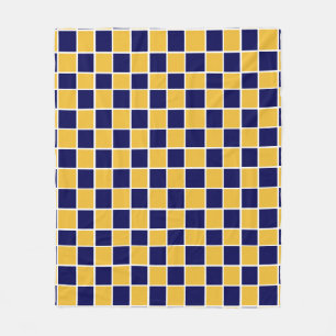 Navy & Gold Chequered Fleece Blanket