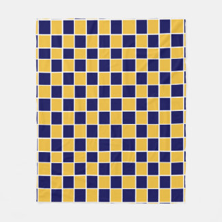 Navy & Gold Chequered Fleece Blanket