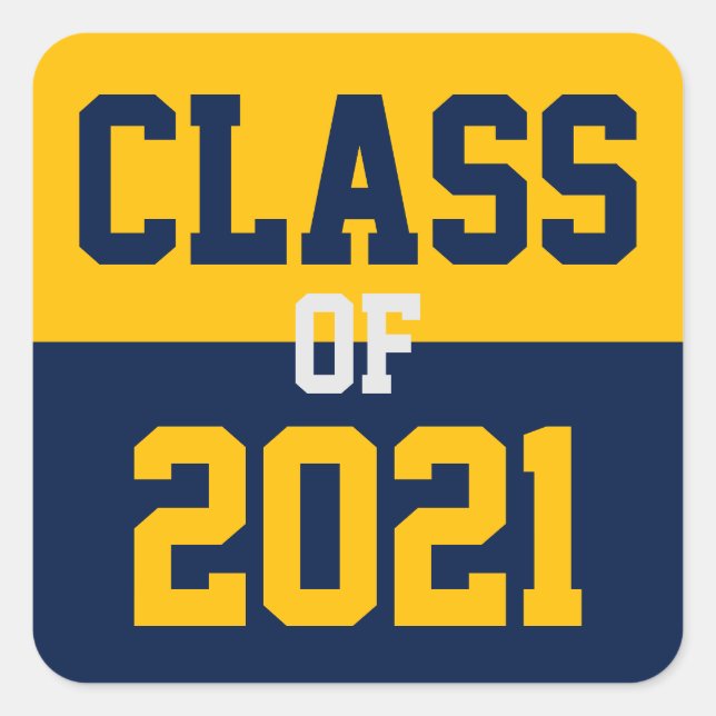 Navy & Gold Class of 2024 Graduation Square Sticker (Front)