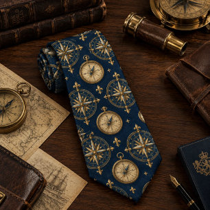 Navy Gold Compass Heritage Tie