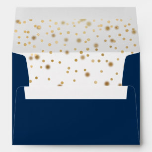 Navy Gold Confetti Sparkle Wedding Envelope