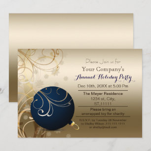 navy gold Corporate holiday party Invitation