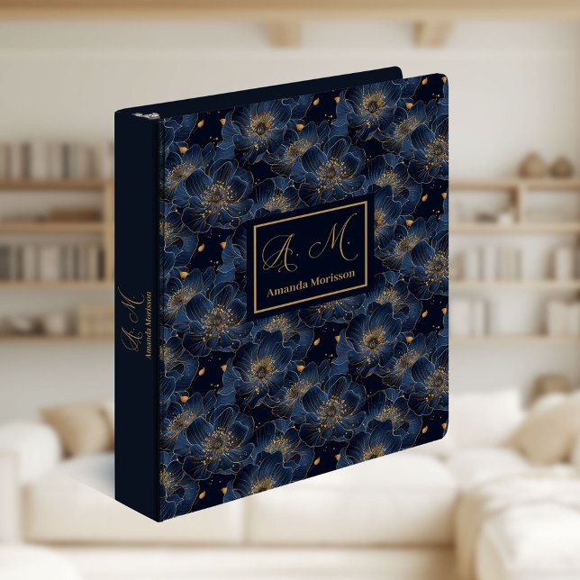 Navy Gold Custom Binder Lux Floral Organizer (Navy Gold Custom Binder Lux Floral Organizer)