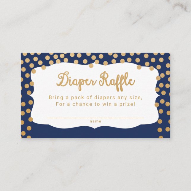 Navy Gold Dot Diaper Raffle Tickets Enclosure Card (Front)