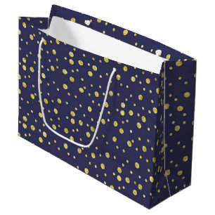 Navy Gold Dots Elegant Party Gift Bag