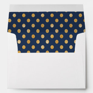 Navy Gold Dots Pattern Wedding Set Lined Envelope