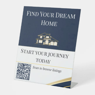 Navy Gold Dream Home Realtor QR Sign