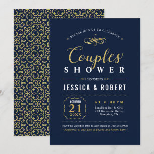 Navy & Gold   Elegant Couples Wedding Shower Invitation