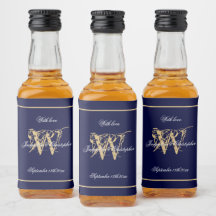 Navy & Gold Elegant Monogram Chic Wedding Mini