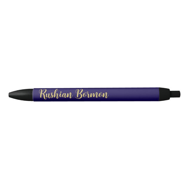 Navy Gold Elegant Name Office Branding pen (Front)