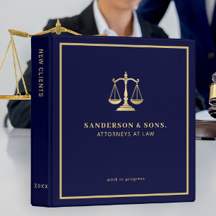 Navy gold elegant professional attorney at law  binder
