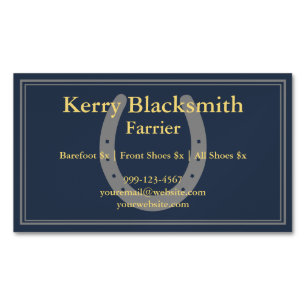 Navy + Gold Farrier Horseshoeing and Trim Magnetic Business Card