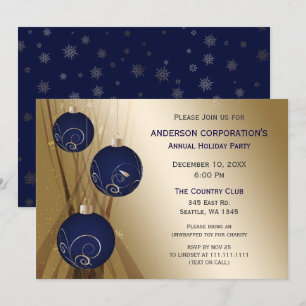 Navy Gold Festive Corporate holiday party Invitation