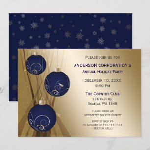 Navy Gold Festive Corporate holiday party Invitation