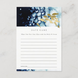 Navy Gold Fish Date Jar Game Wedding Shower Enclosure Card