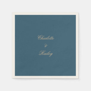 Navy Gold Floral Boho Wedding Napkin