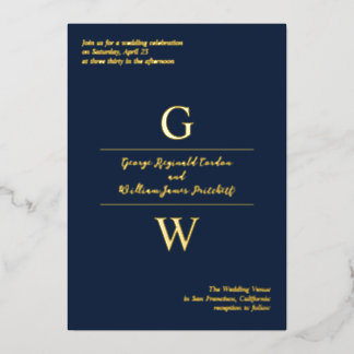 Navy & Gold Foil Initials Informal Wedding
