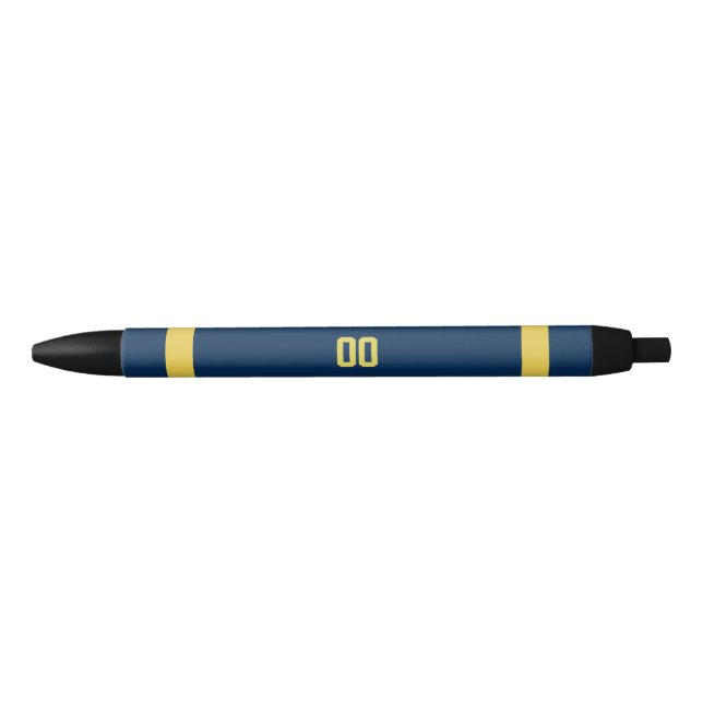 Navy & Gold Football Team Personalized Black Ink Pen (Front)