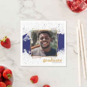 Navy & Gold Funky Splat Graduation Napkin