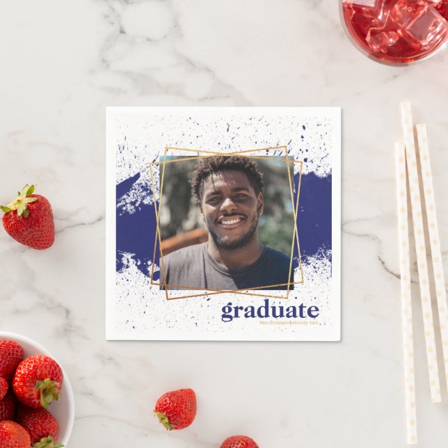 Navy & Gold Funky Splat Graduation Napkins (Insitu)