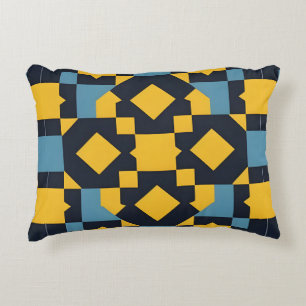 Navy Gold Geometric Diamond Bold Modern Decor Accent Pillow