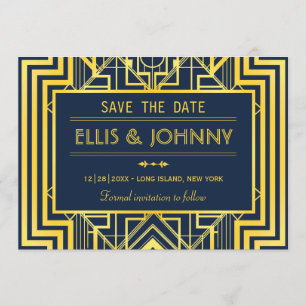 Navy & Gold Geometric Save the Date