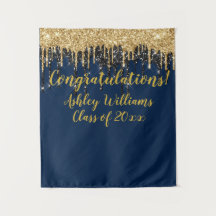 Navy Gold Glitter Graduation Party Photo Booth