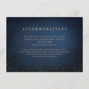 Navy & Gold Glitter Simple Wedding accommodations Enclosure Card