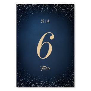 Navy & Gold Glitter Sophisticated monogram wedding Table Number