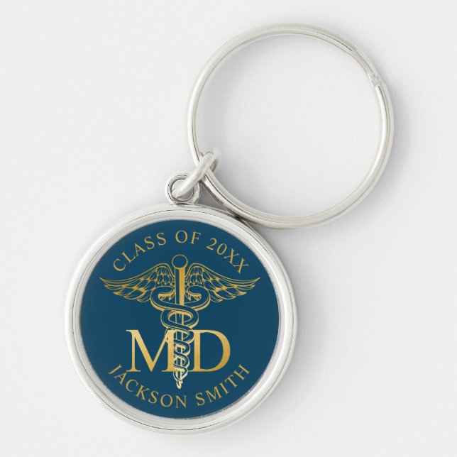 Navy Gold Graduate MD Keychain (Front)