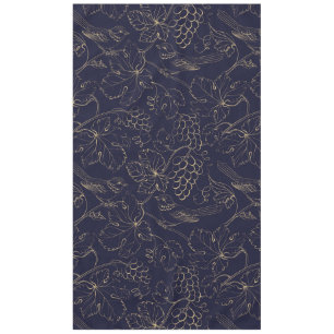 Navy & gold grape berries leaves tablecloth