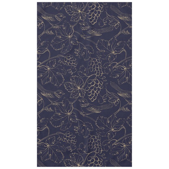 Navy & gold grape berries leaves   tablecloth (Front)