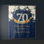 Navy Gold Greenery Floral 70th birthday backdrop Tapestry<br><div class="desc">Navy Gold Greenery Floral 70th birthday backdrop,  Contact me for matching items or for customization,  Blush Roses ©</div>