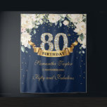Navy Gold Greenery Floral 80th birthday backdrop Tapestry<br><div class="desc">Navy Gold Greenery Floral 80th birthday backdrop,  Contact me for matching items or for customization,  Blush Roses ©</div>