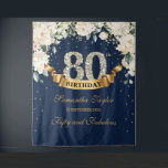 Navy Gold Greenery Floral 80th birthday backdrop Tapestry<br><div class="desc">Navy Gold Greenery Floral 80th birthday backdrop,  Contact me for matching items or for customization,  Blush Roses ©</div>