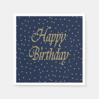 Navy Gold  Happy Birthday Napkin