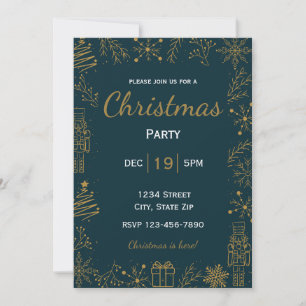 Navy & Gold Holiday Invitation Modern Glam