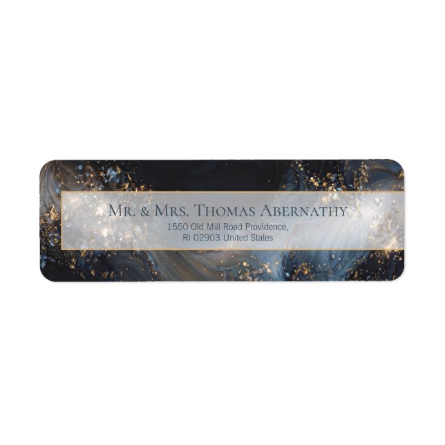 Navy Gold Liquid Marble Return Address (Front)