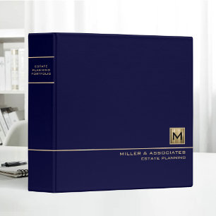 Navy Gold Logo Monogram Estate Planning Portfolio Binder