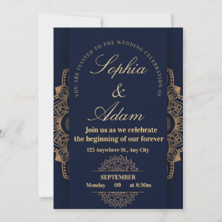 Navy & Gold Mandala Invitation