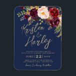 Navy Gold Marsala Wedding Invitation Magnet<br><div class="desc">Navy Gold Marsala Wedding Invitation Magnet</div>